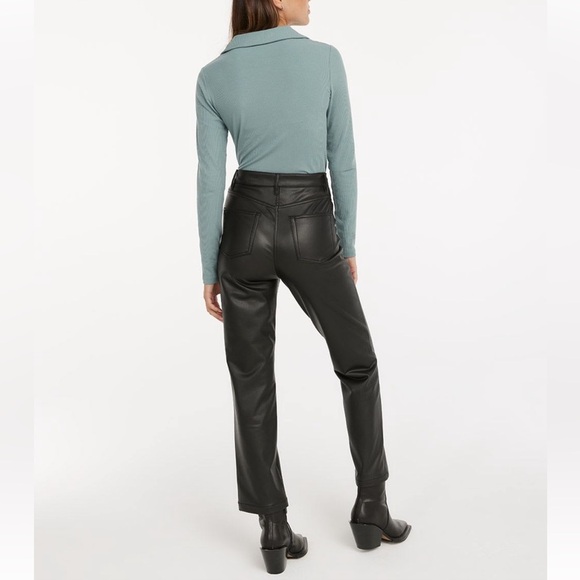 Reitman’s High-Waisted Straight-Leg Faux Leather Pants Women 14 Tall - Picture 5 of 17